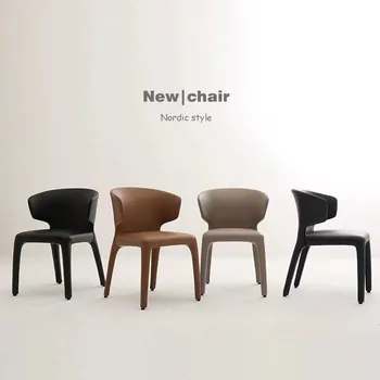 Обеденный стул MOMO в итальянском стиле, домашний минималистичный Дизайнерский Номер из цельного дерева, кожаные Модели, стулья высокого класса, Легкая Роскошь