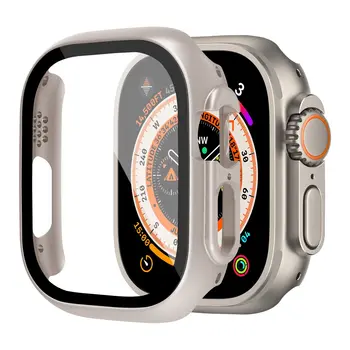 Стекло + чехол для Apple Watch Ultra 49 мм ремешок smartwatch PC Бампер + Защитная пленка для экрана Закаленное покрытие iwatch series Аксессуары для ремешков