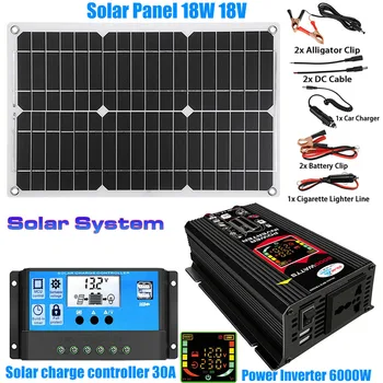 Солнечная Панель Инвертор 4000 Вт/6000 Вт 110 В-220 В Солнечная Панель 18 Вт Контроллер СВЕТОДИОДНЫЙ Дисплей Солнечный Инвертор Смарт-Плата Для Зарядки Аккумулятора