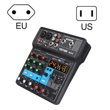 4-канальный универсальный микшер T5EE, совместимый с Bluetooth, Запись, Воспроизведение по USB, Поддержка звуковой карты MP3, USB 24DSP