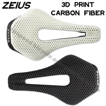 ZEIUS 3D Напечатал MTB Седло для горного Велосипеда из Углеродного волокна, Сверхлегкий дорожный Велосипед, Полая Подушка, Комфортная Дышащая Часть сиденья для велосипеда