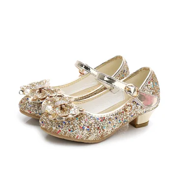 ULKNN/ Осенняя детская обувь для маленьких девочек; повседневная кожаная детская обувь принцессы с бабочкой и жемчужным блеском; цвет Фиолетовый, Розовый, золотой