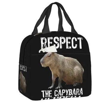 Custom Respect The Capybara Забавный Грызун Capibara Сумка для Ланча Мужчины Женщины Теплый Холодильник Изолированные Коробки для Ланча для Студентов Школы